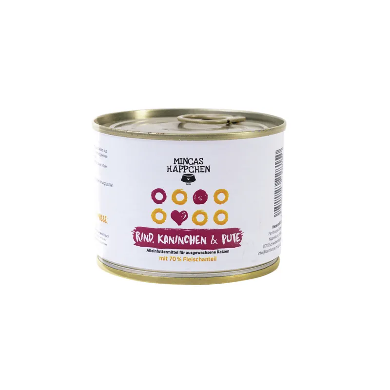 Sparpaket 6 x 200 g Mincas Häppchen Rind, Kaninchen & Pute Katzen Nassfutter Must-Have
